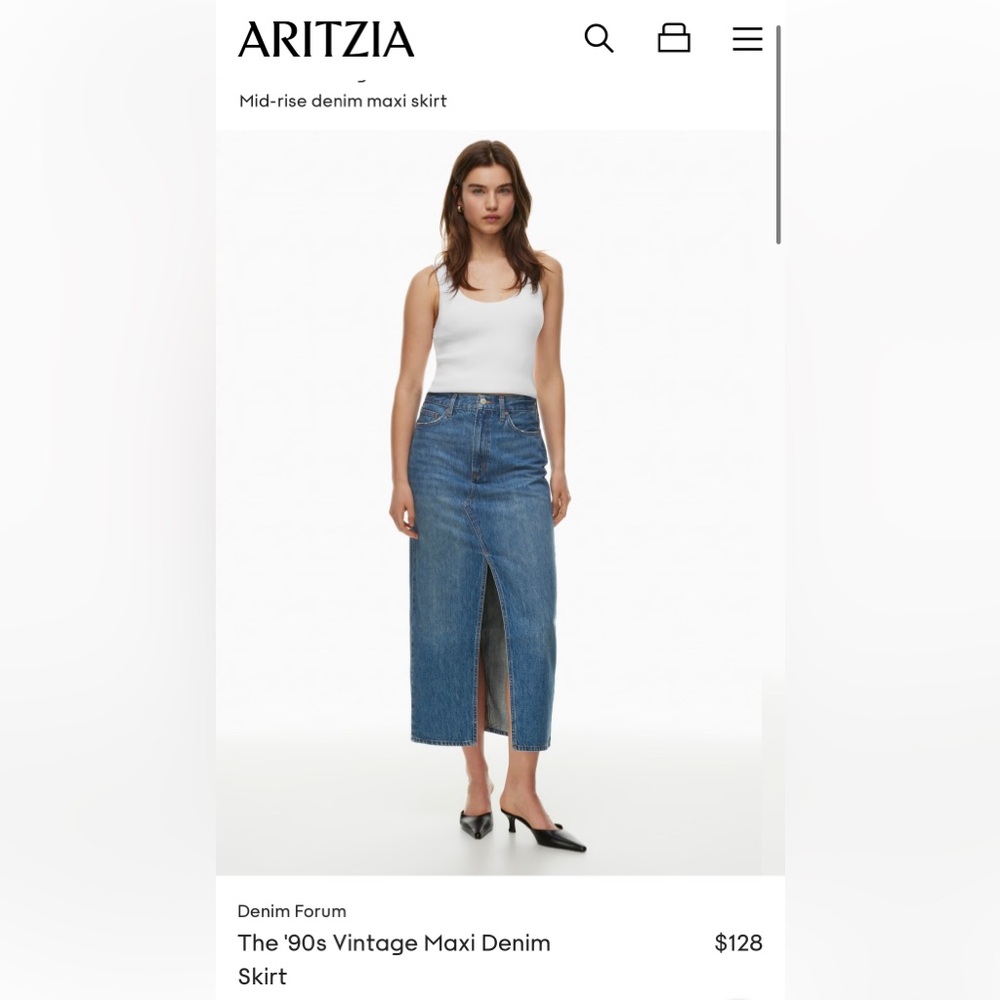 Aritzia Denim Maxi Skirt